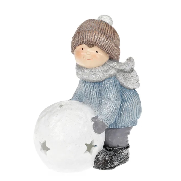 

Фигурка новогодняя Flora с LED- подсветкой Мальчик с снежкой 41 см. 11741 (BAM04057)
