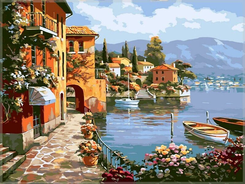 

Картина по номерам "Морской городок" 40*40см