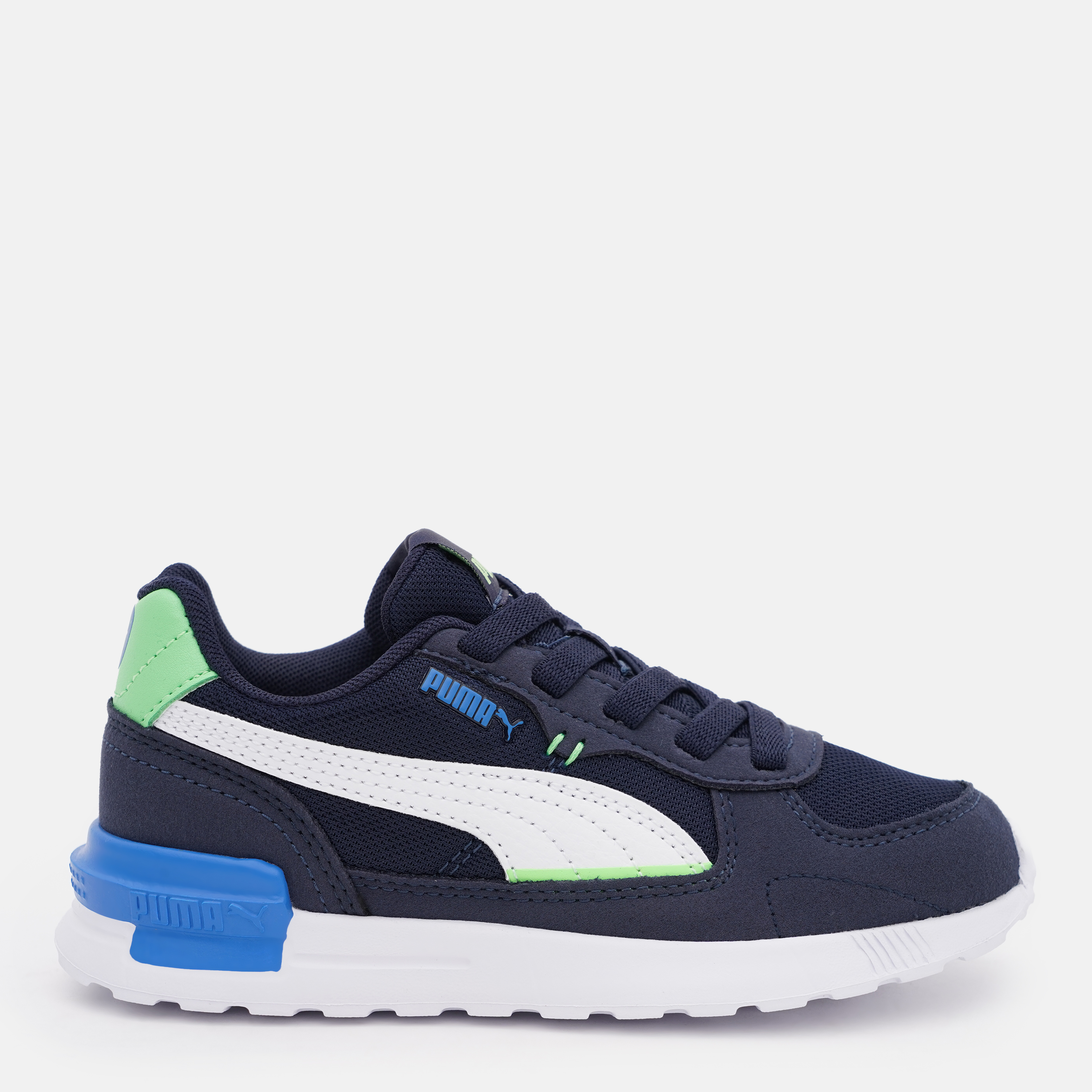 Акція на Дитячі кросівки для хлопчика Puma Graviton AC 38198816 31 (12) Navy-White-Summer Green-Victoria Blue від Rozetka