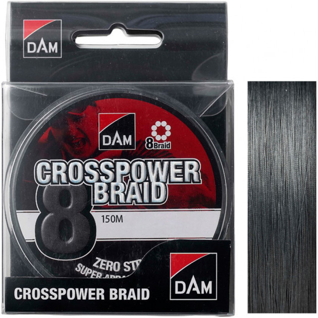 

Шнур рыболовный DAM Crosspower 8-Braid 150 м 0.13 мм 7.2 кг 16 Lb Dark Grey
