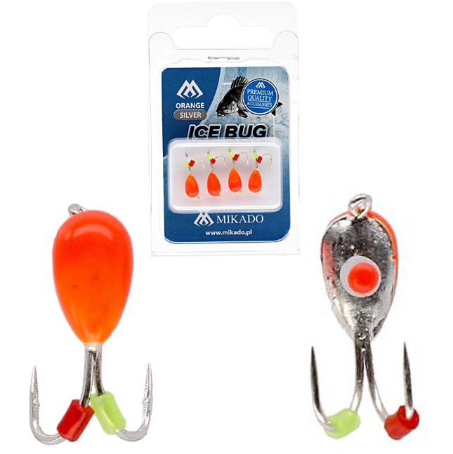 

Мормышка рыболовная Mikado Ice Bug 4 мм 0.85 г 4 шт Orange/Silver