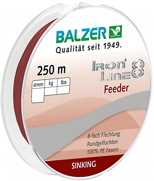 

Шнур рыболовный тонущий Balzer Iron Line Feeder 8x 250 м 0.10 мм 8.1 кг Dark Red