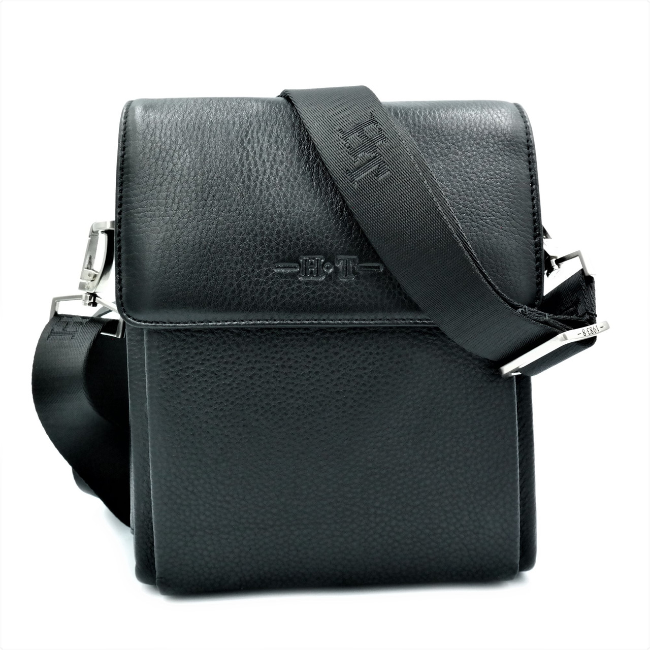 

Мужская кожаная сумка H.T.Leather 21х18х7 см Черный 000146897