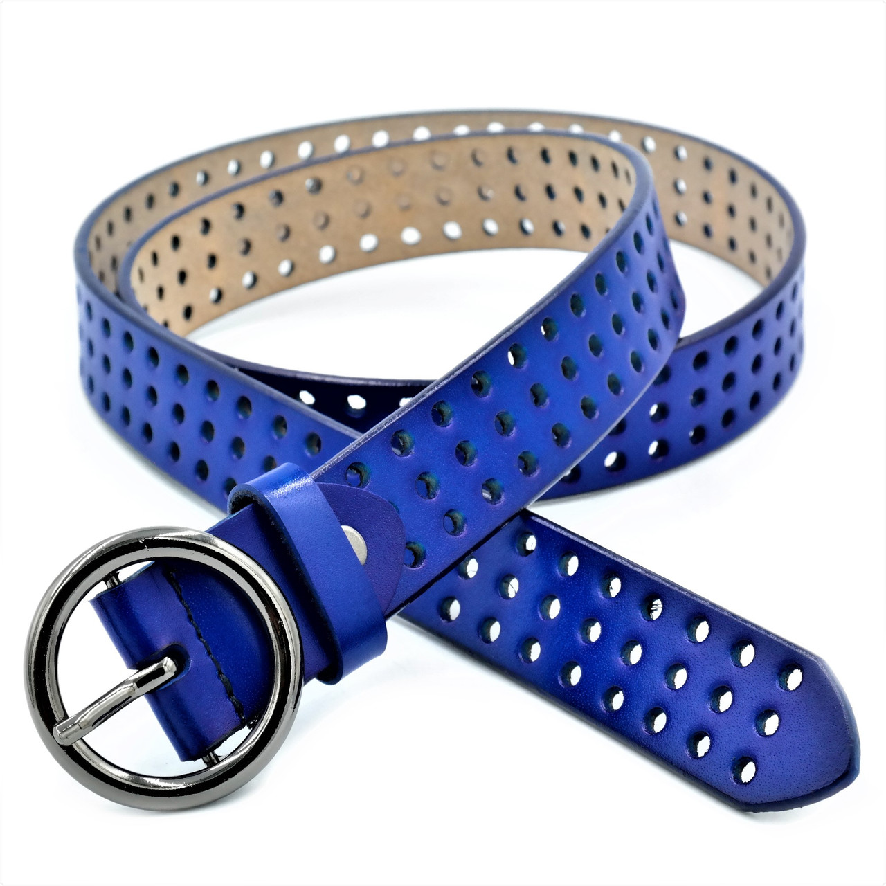 

Женский кожаный ремень Weatro 105-115х3 см Синий 000147064