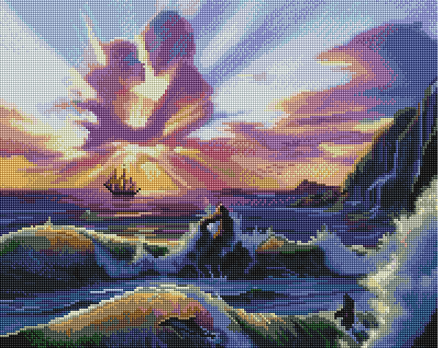 

Алмазная мозаика "Влюбленные и море" Brushme 40х50 см 000145502