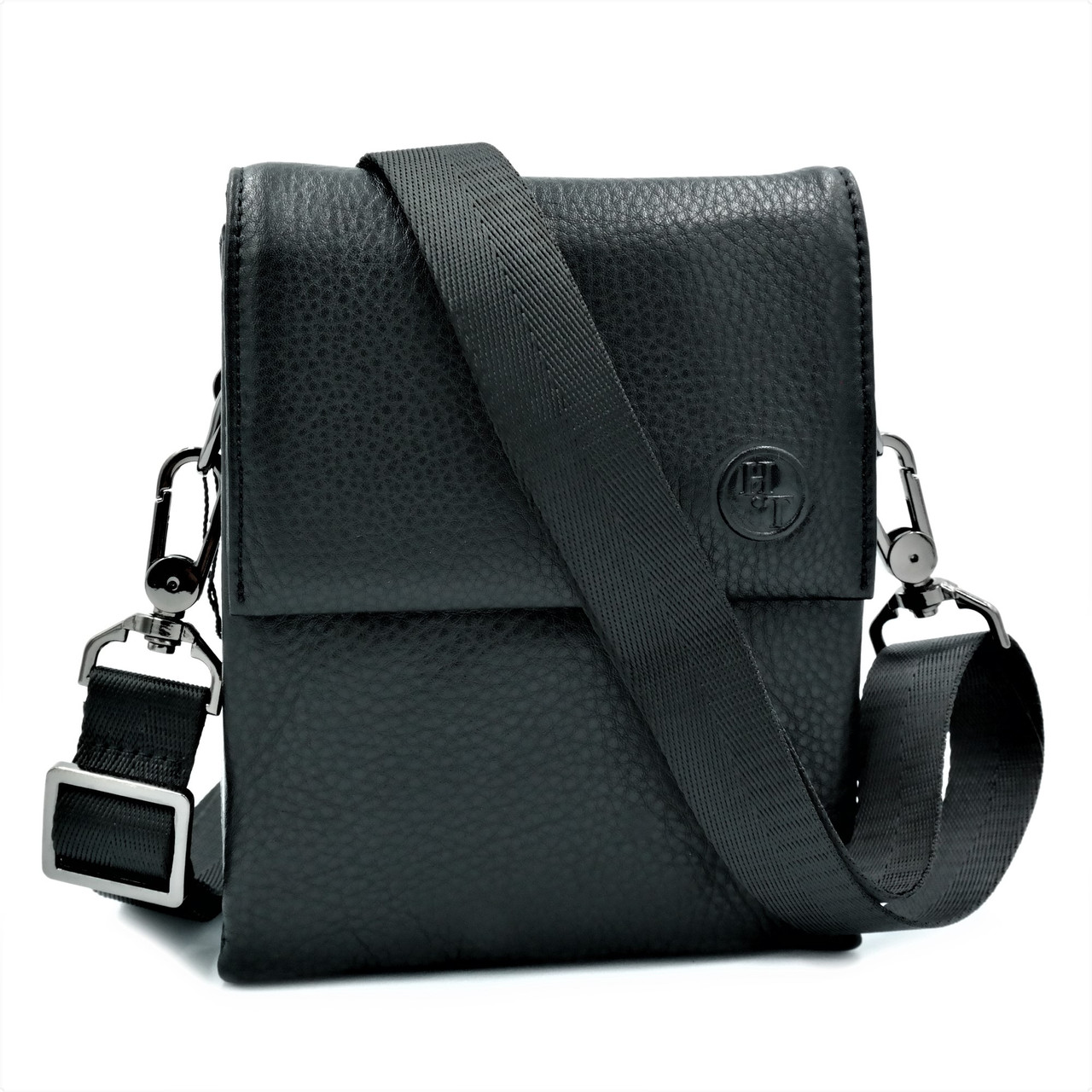 

Мужская кожаная сумка H.T.Leather 18х14х3 см Черный 000146896