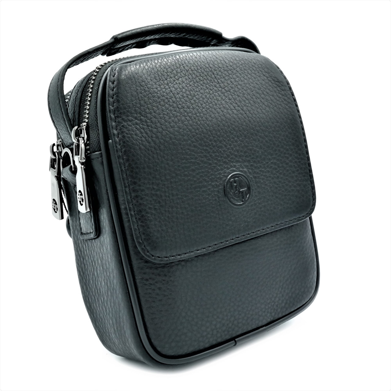

Мужская кожаная сумка H.T.Leather 18х14х6 см Черный 000147082