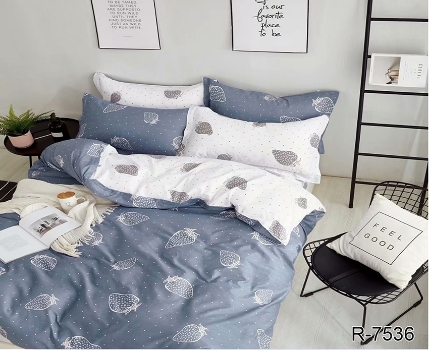 

Постельное белье с компаньоном TAG tekstil 1.5-спальный Серо-синий 000142109