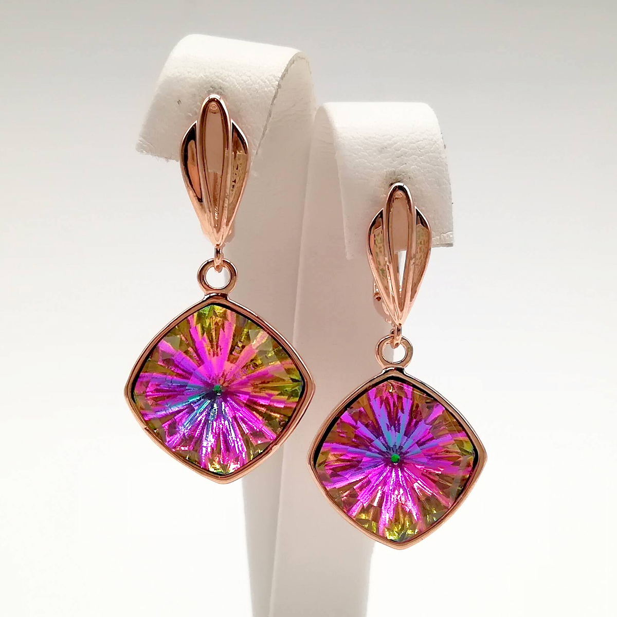 

Серьги SONATA из медицинского золота, разноцветные кристаллы Swarovski, позолота PO, 24803