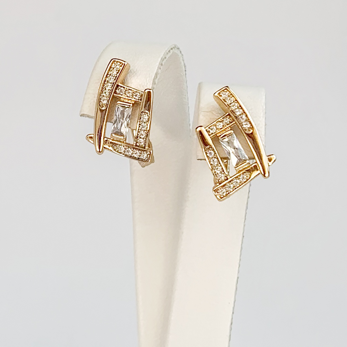 

Серьги Xuping из медицинского золота, белые фианиты, позолота 18K, 24977