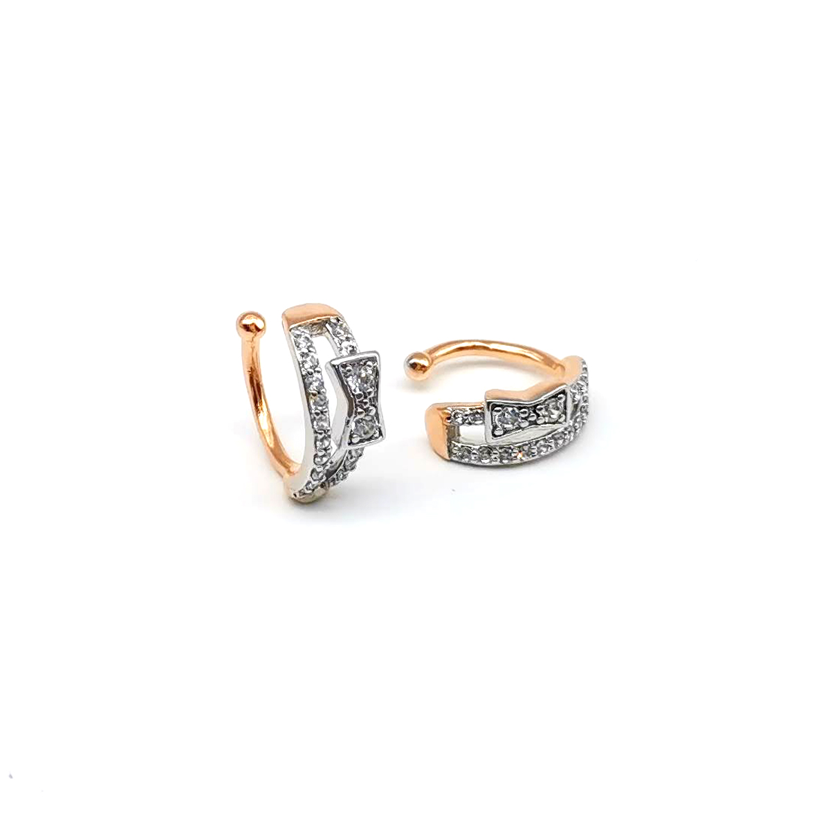 

Серьги-обманки Xuping из медицинского золота, белые фианиты, позолота 18K + родий, 24966