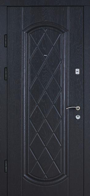 

Входные двери Комфорт мод.214 Дуб графит / Белая текстура петли слева 950*2050