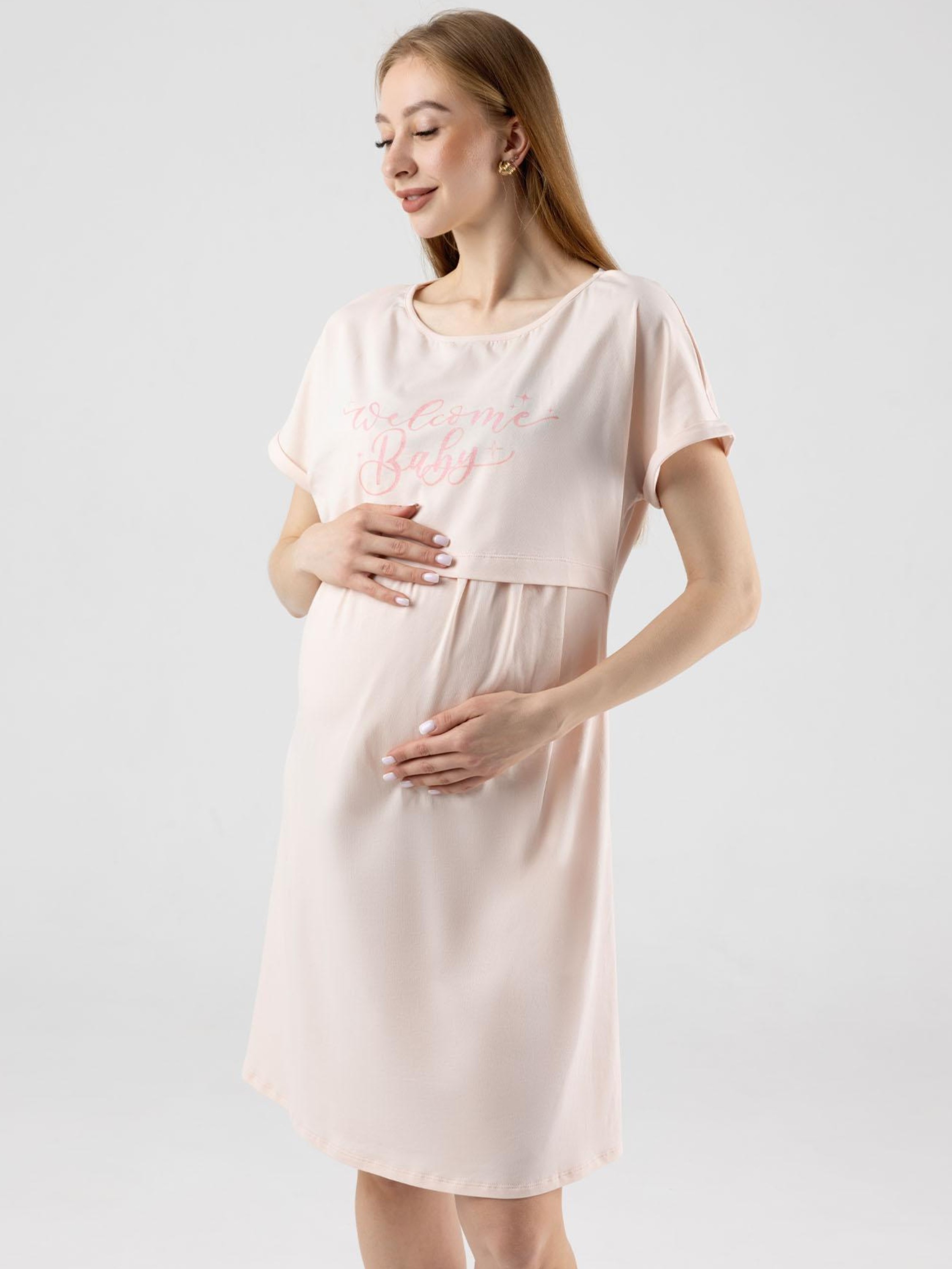 Акція на Нічна сорочка жіноча бавовняна для вагітних Roksana MOTHER 1168 XL Світло-рожева від Rozetka