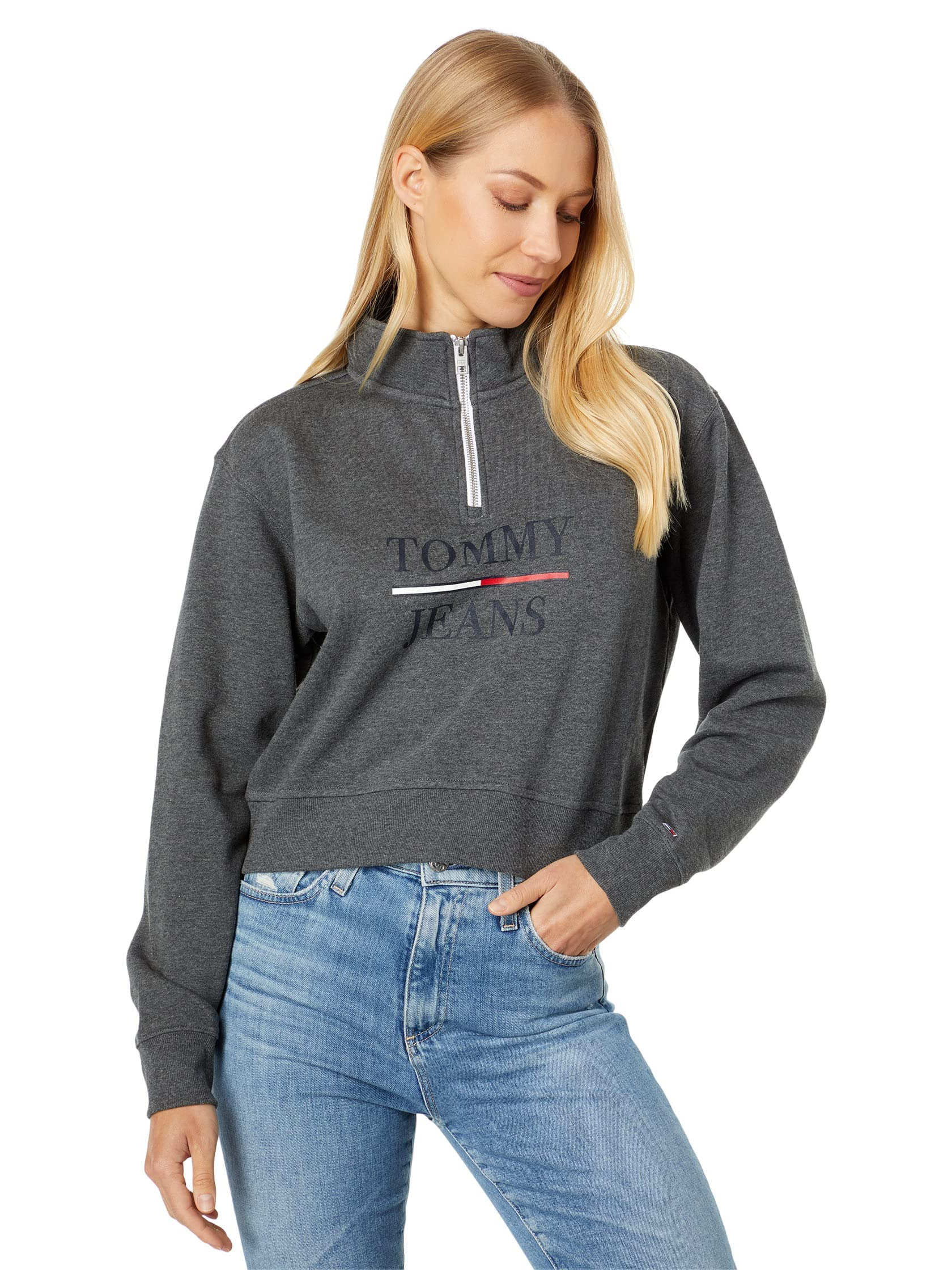 Акція на Толстовка на блискавці без капюшона жіноча Tommy Hilfiger 447016879 XL Сіра від Rozetka