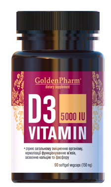 

Витамин D Golden Pharm Витамин D3 5000 МЕ 150 мг - 90 капс