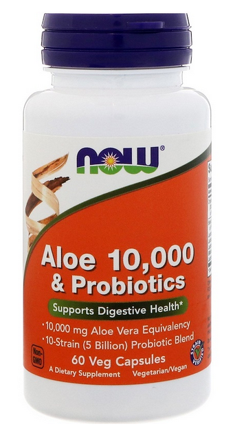 

Добавки для иммунитета NOW Foods Aloe 10,000 & Probiotics - 60 веган капс