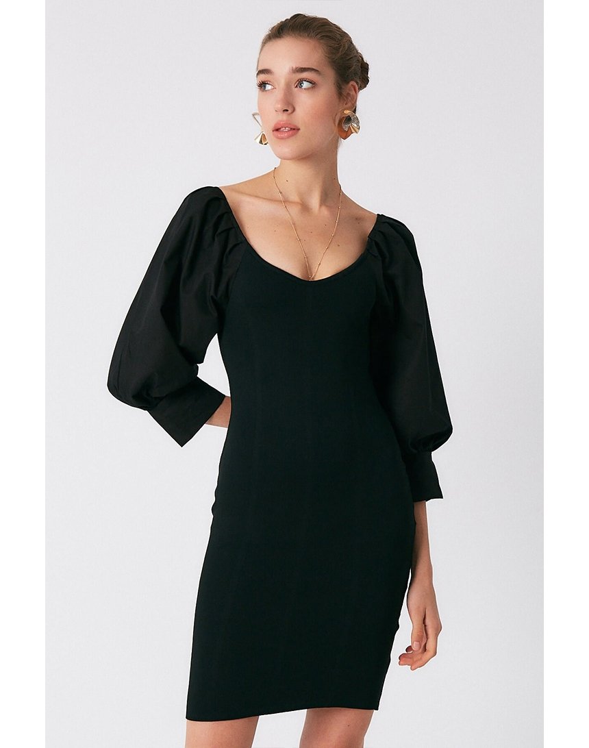 

Платье Robin с рукавами-фонариками standart черное (T92195 black)