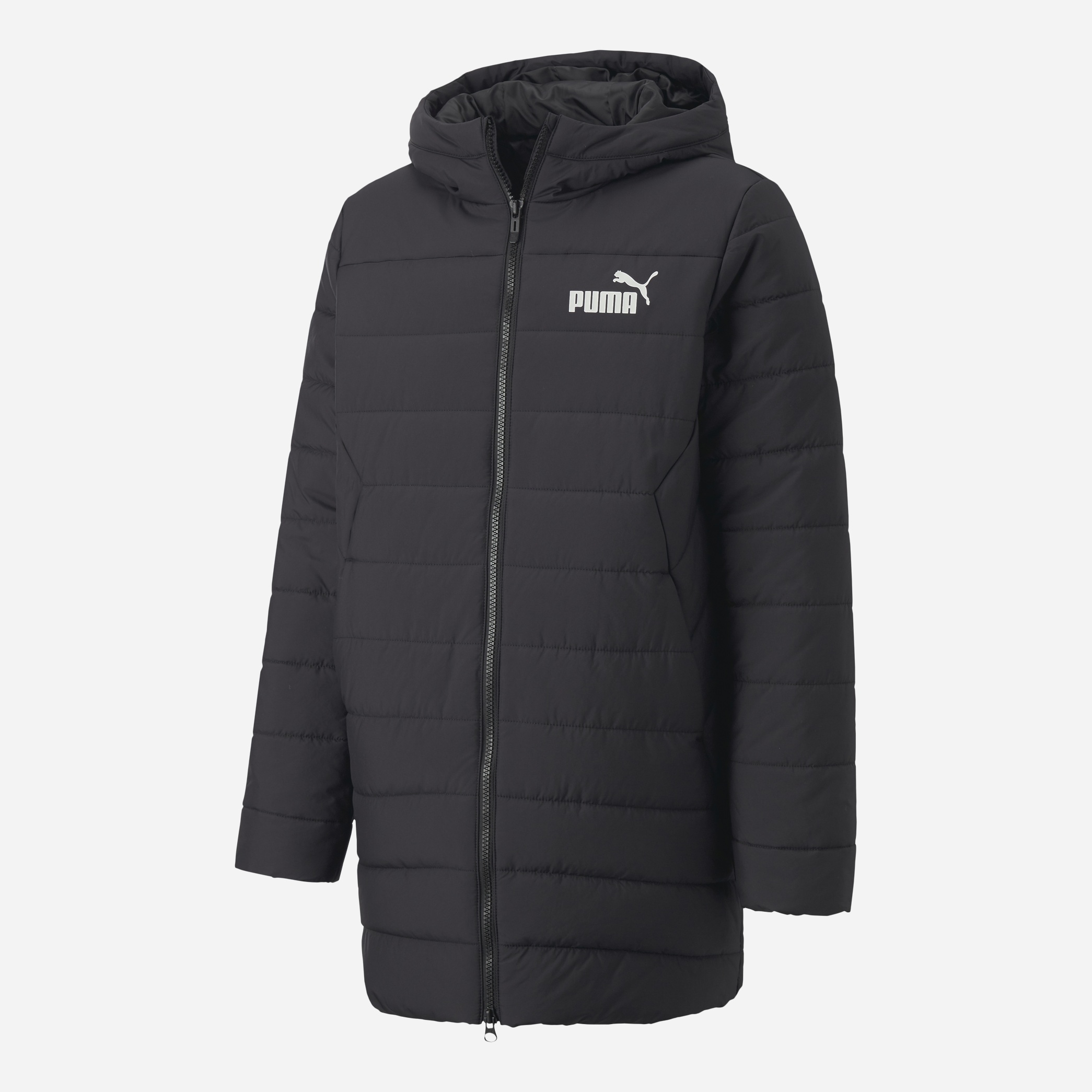 Акція на Підліткова зимова довга стьобана куртка для хлопчика Puma ESS Hooded Padded Coat 84986201 176 см Puma Black від Rozetka