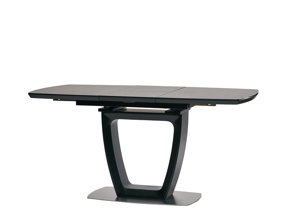 

Обеденный раскладной стол в гостиную, кухню Ravenna Dark Grey 120(160)x80 стекло, МДФ серый/МДФ черный, нержавеющая сталь цвет Concepto