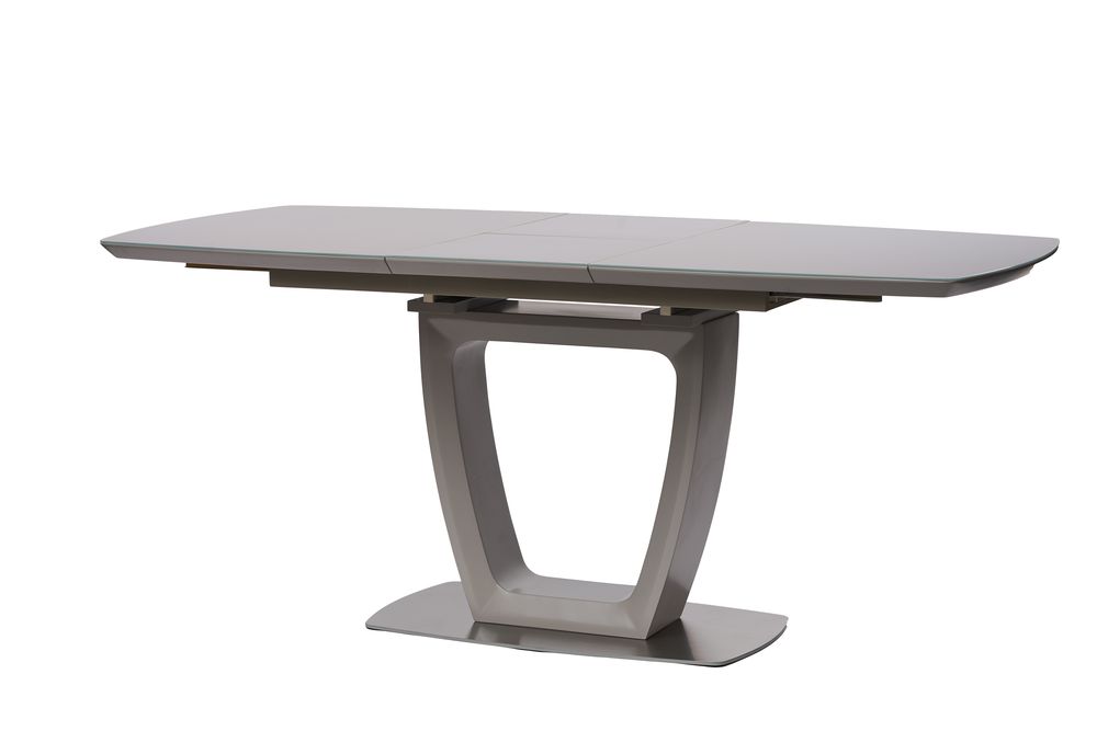 

Обеденный раскладной стол в гостиную, кухню Ravenna Matt Grey 120(160)x80 стекло, МДФ серый, нержавеющая сталь цвет Concepto
