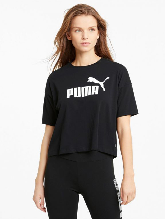 Акція на Футболка Puma ESS Cropped Logo Tee 58686601 S Black від Rozetka