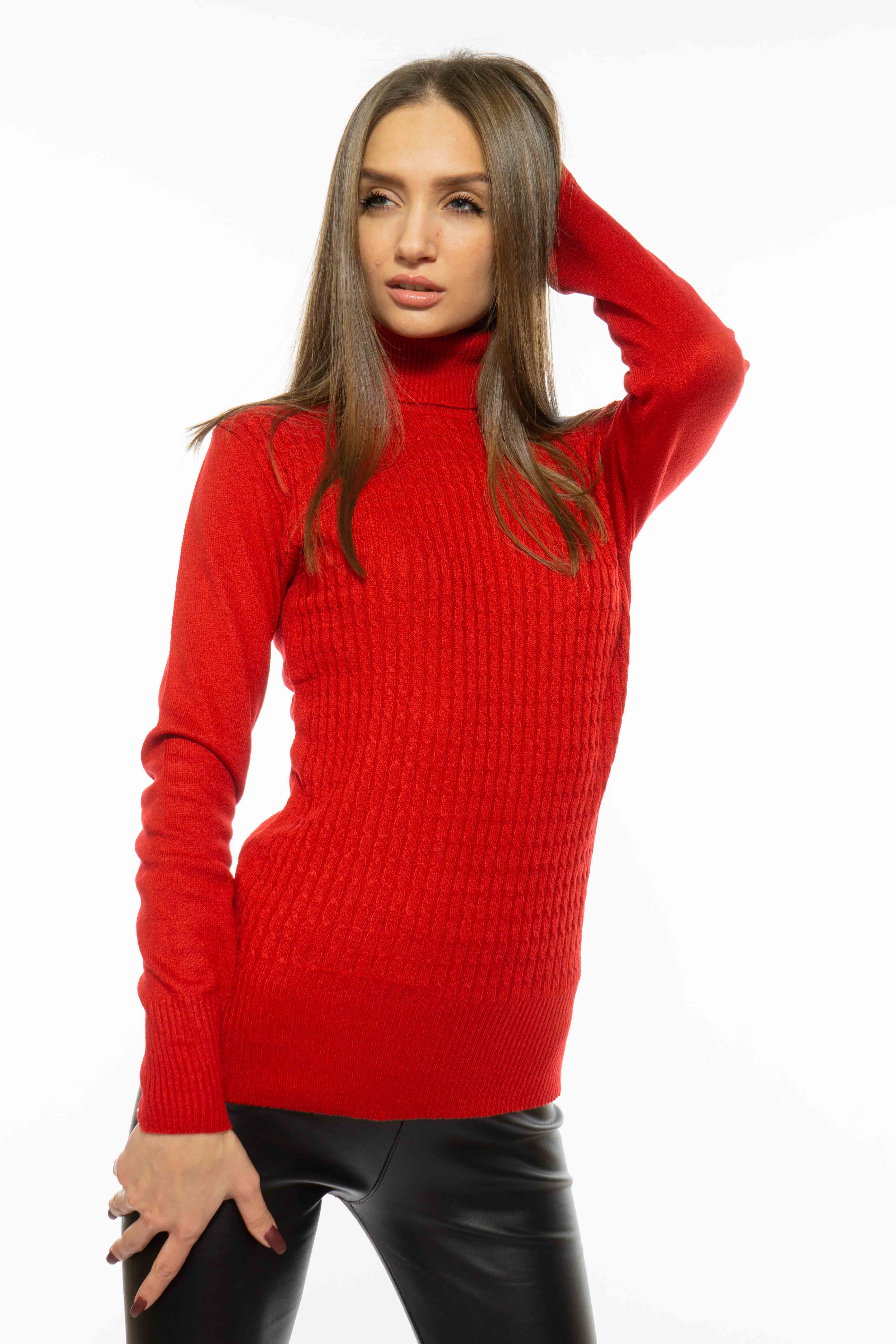 

Гольф женский однотонный Time of Style 613F001 - Красный, Гольф женский однотонный Time of Style 613F001 S-M Красный