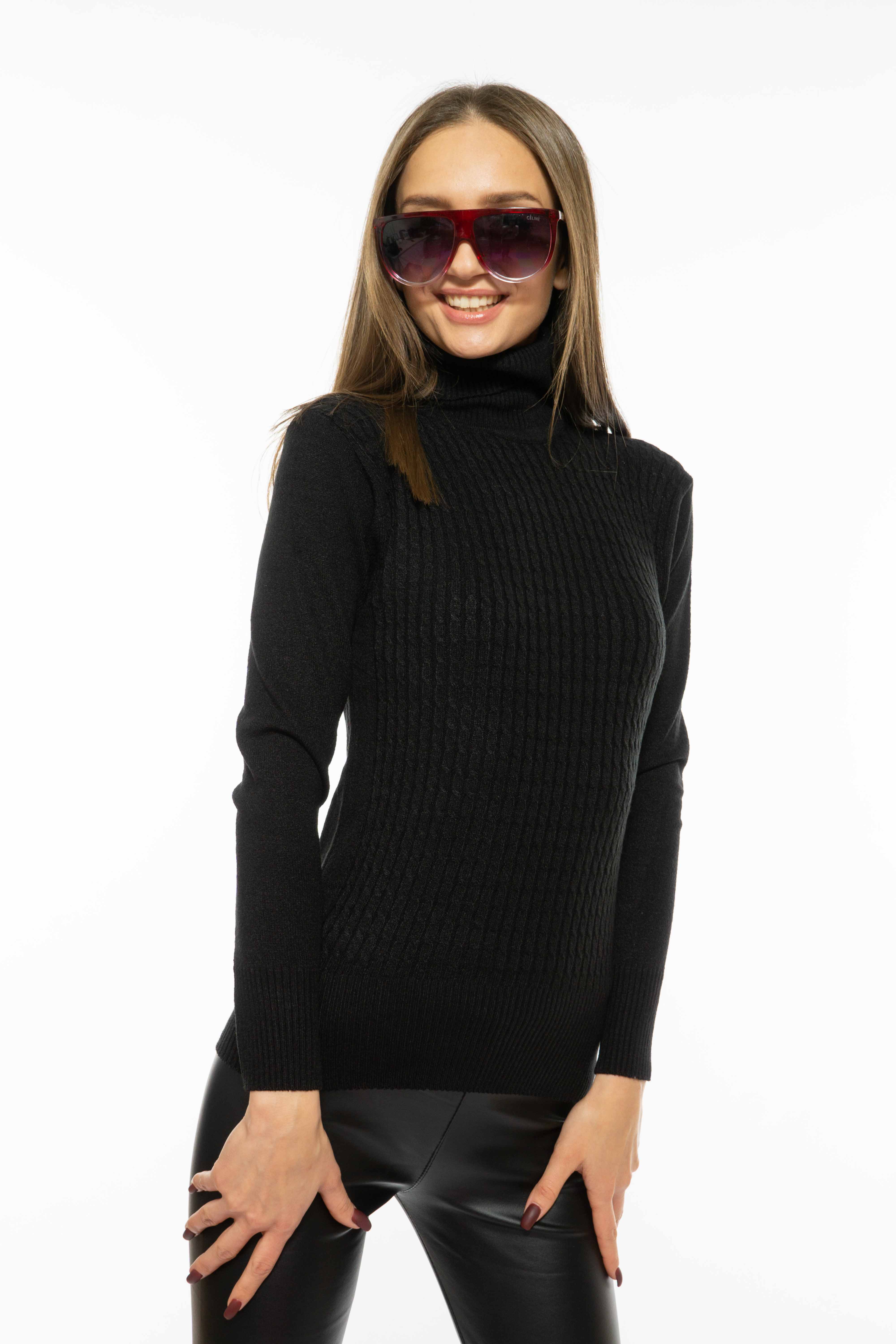 

Гольф женский однотонный Time of Style 613F001 - Черный, Гольф женский однотонный Time of Style 613F001 S-M Черный