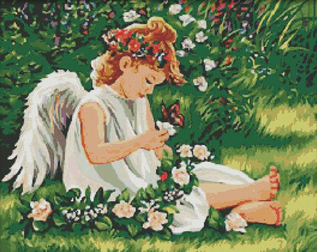 

Набор для вышивания крестом 57х47 Ангел на лугу Joy Sunday R215