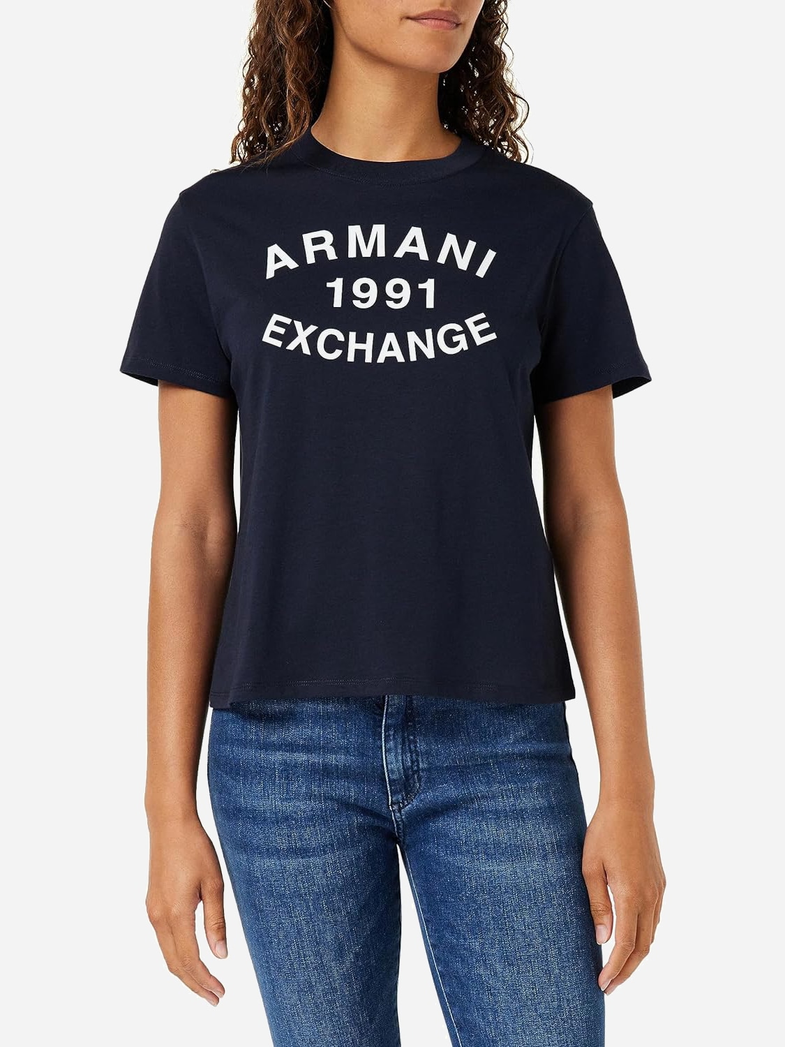 Акція на Футболка бавовняна жіноча Armani Exchange 612795873 S Синя від Rozetka