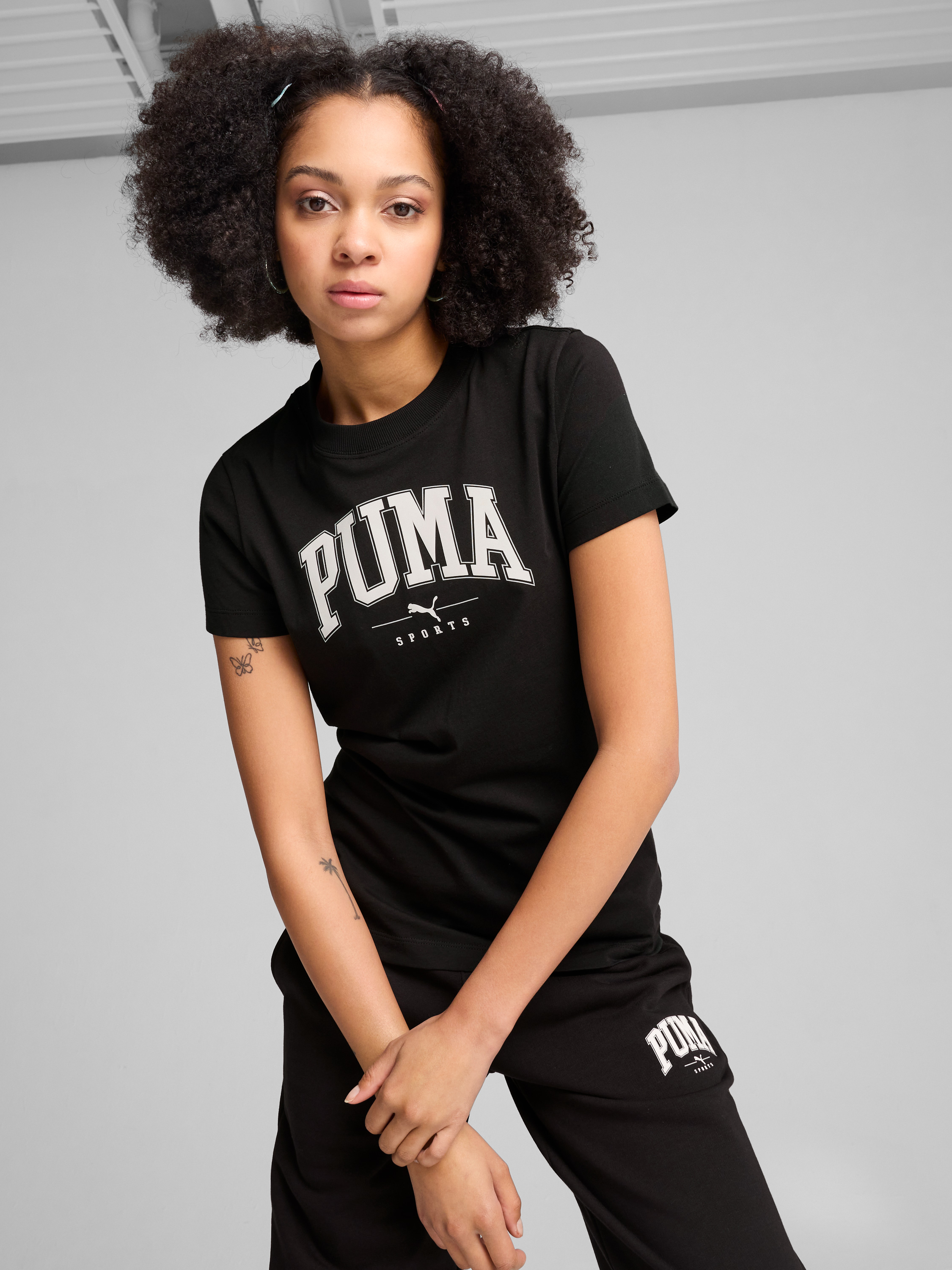 Акція на Футболка бавовняна жіноча Puma Squad Graphic Tee 68153701 S Чорна від Rozetka