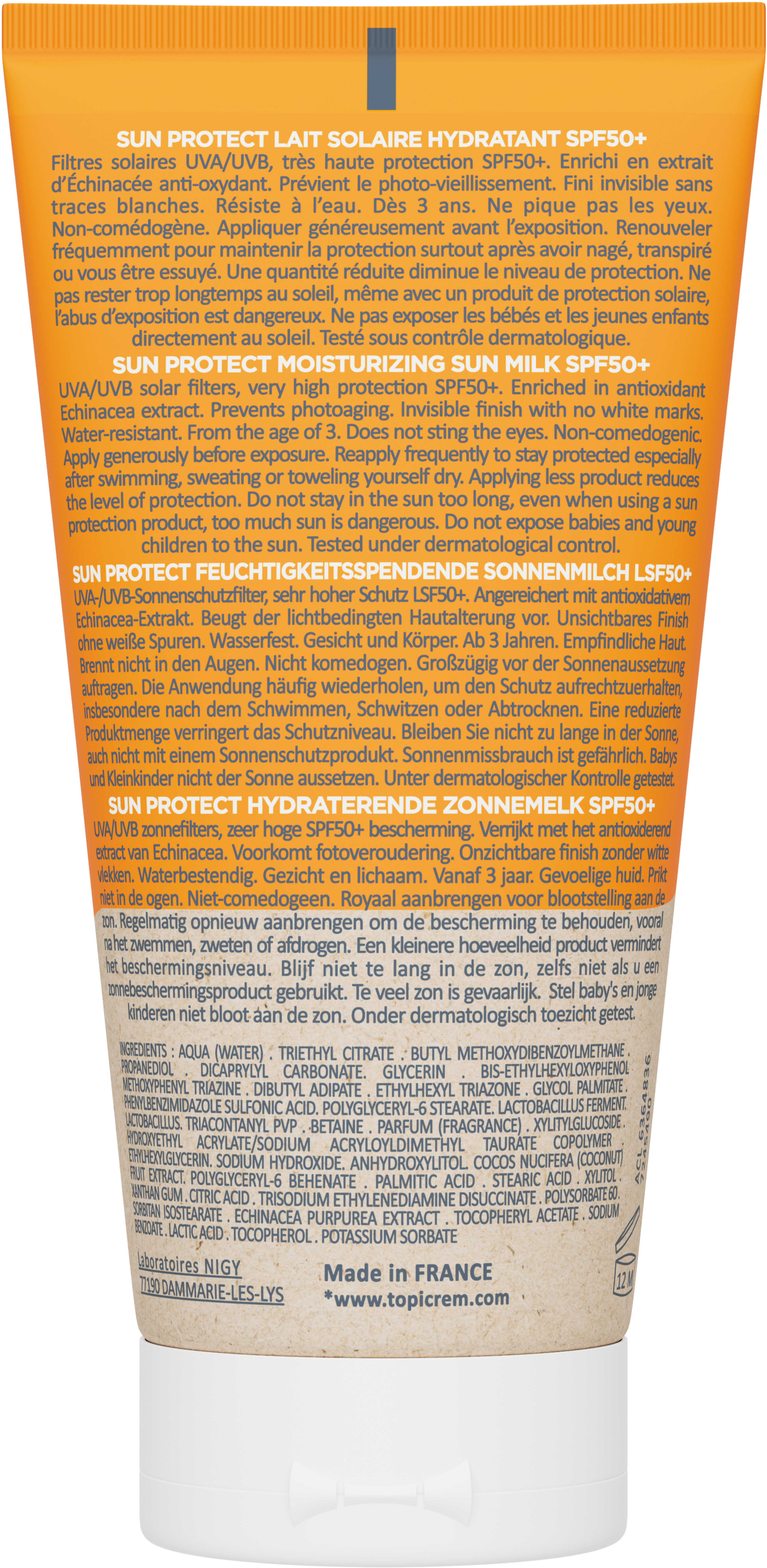 Зволожувальне сонцезахисне молочко Topicrem Sun Protect SPF50+ 50 мл (3700281705287) — фото 2