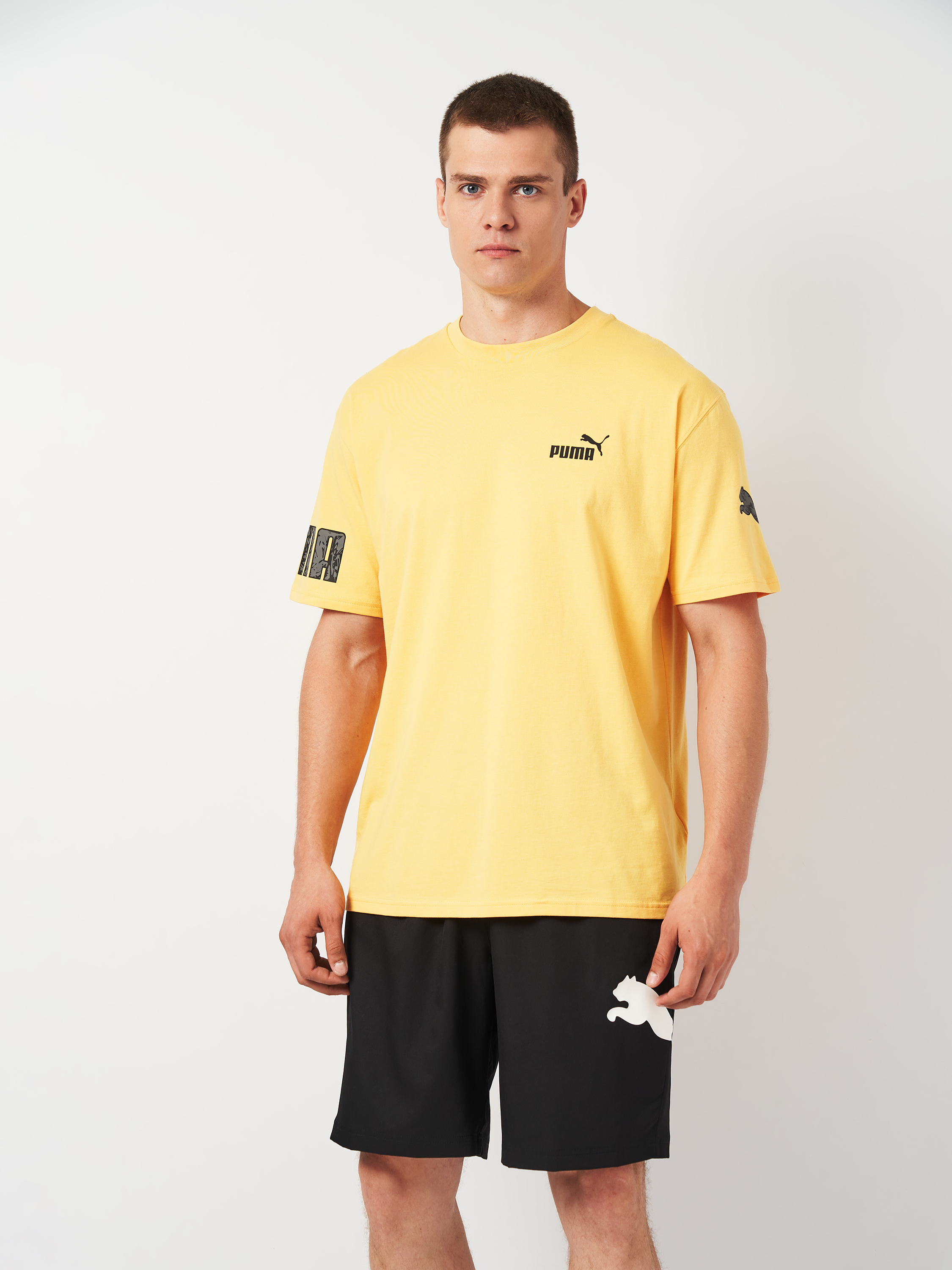 Акція на Футболка бавовняна довга чоловіча Puma PUMA POWER Tee 67339940 M Mustard Seed від Rozetka