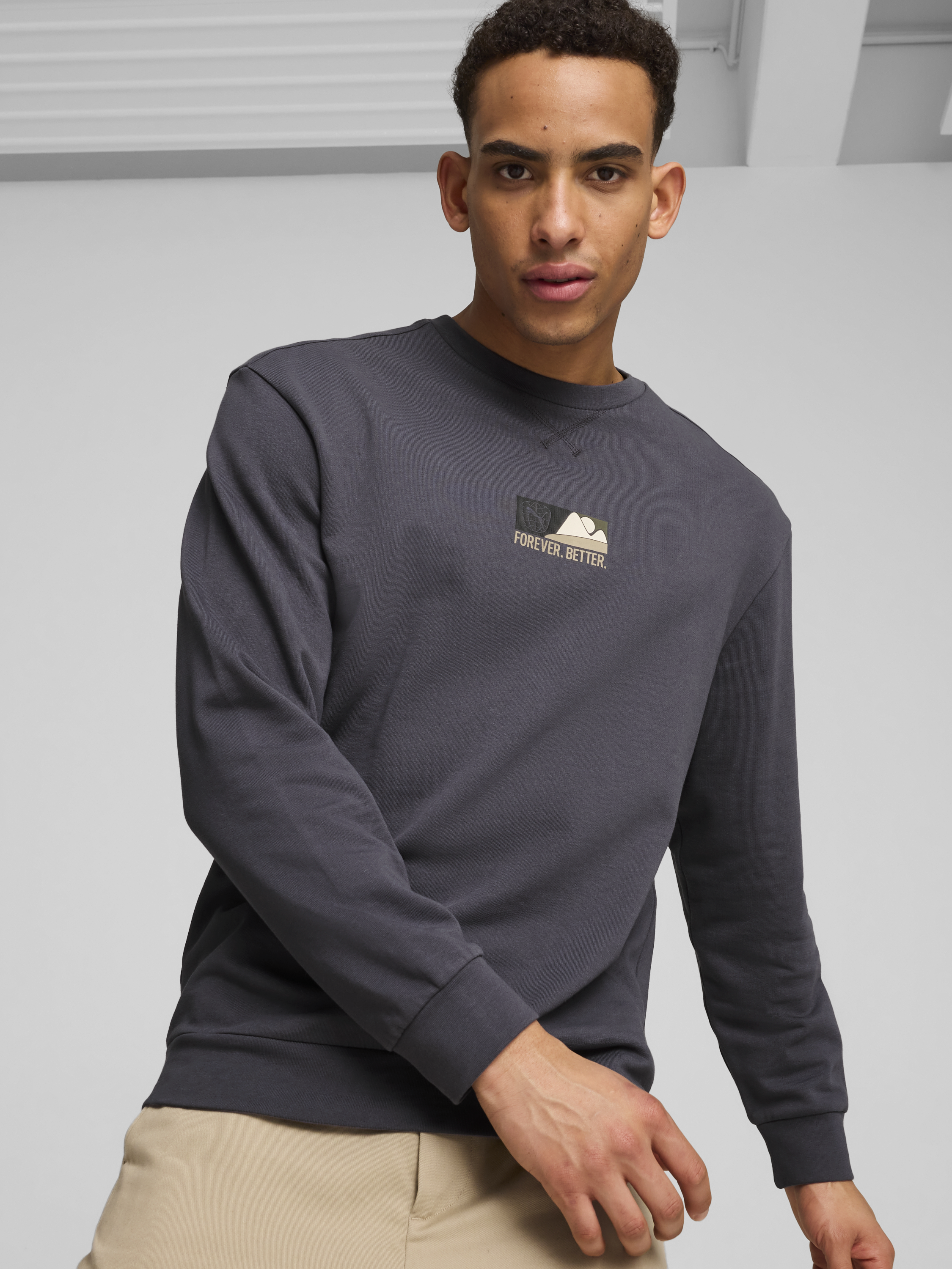 Акція на Світшот чоловічий Puma Better Sportswear Crew 68175869 XL Сірий від Rozetka