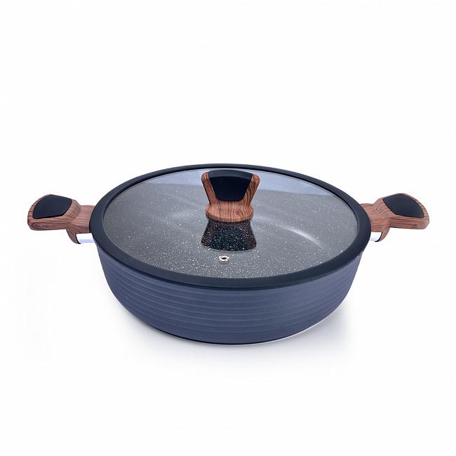 

Кастрюля Fissman DIAMOND GREY низкая со стеклянной крышкой 28 см/4.1 л
