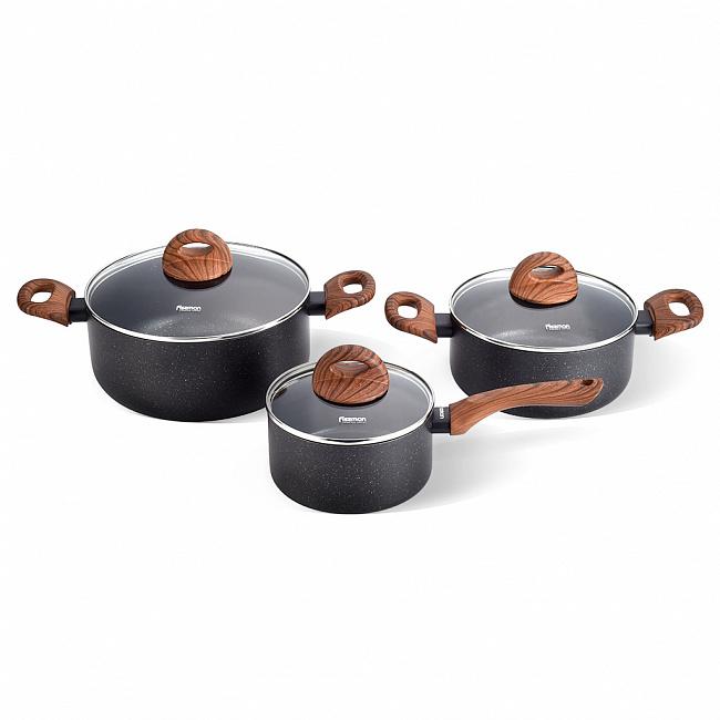 

Набор посуды Fissman BLACK COSMIC с крышками из 6 предметов