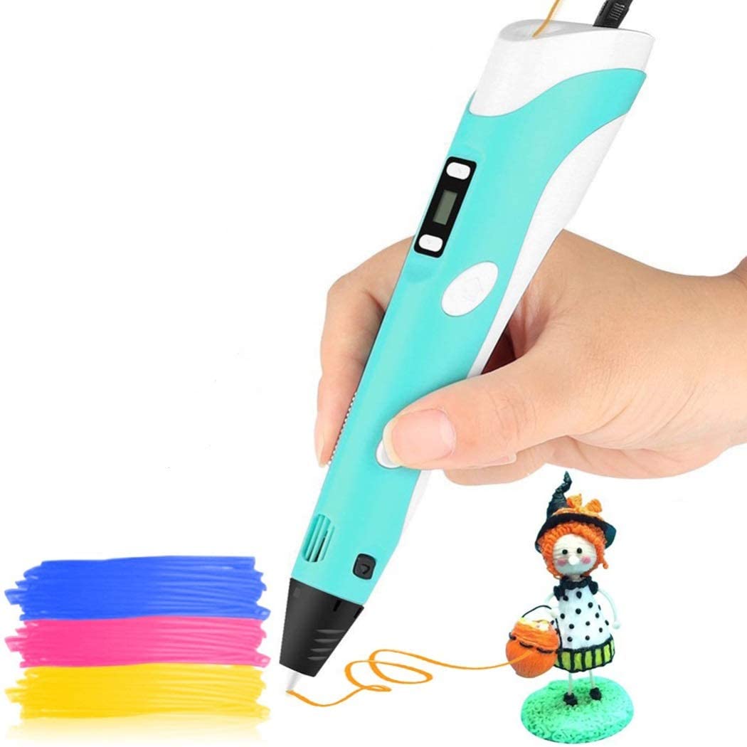 

3D ручка с LCD дисплеем и ЭКО пластиком SMART 3D PEN-2 Ручка Игровой подарочный набор для рисования Синяя (0280)