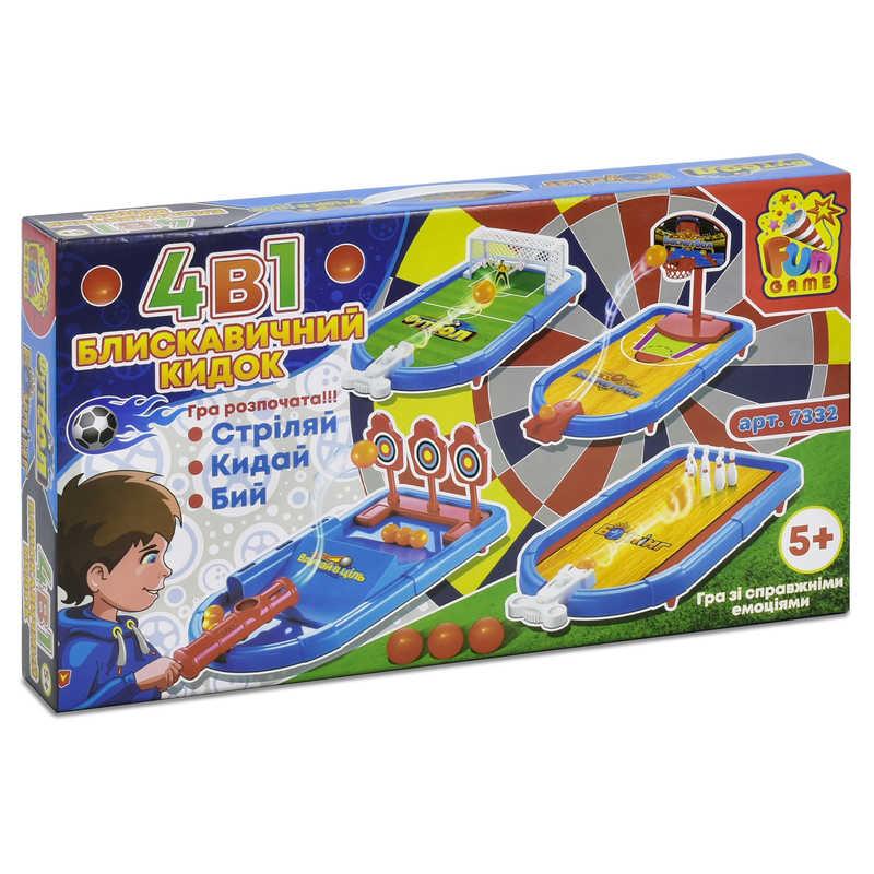 

Гр Настольная игра "Блискавичний кидок 4 в 1" 7332 (9) "FUN GAME", в коробке