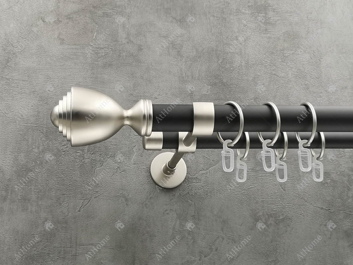 

Карниз Quadrum Палацио 400 см двойной модерн Сатин/черный матовый 25/19 мм гладкая (кольца с крючками)