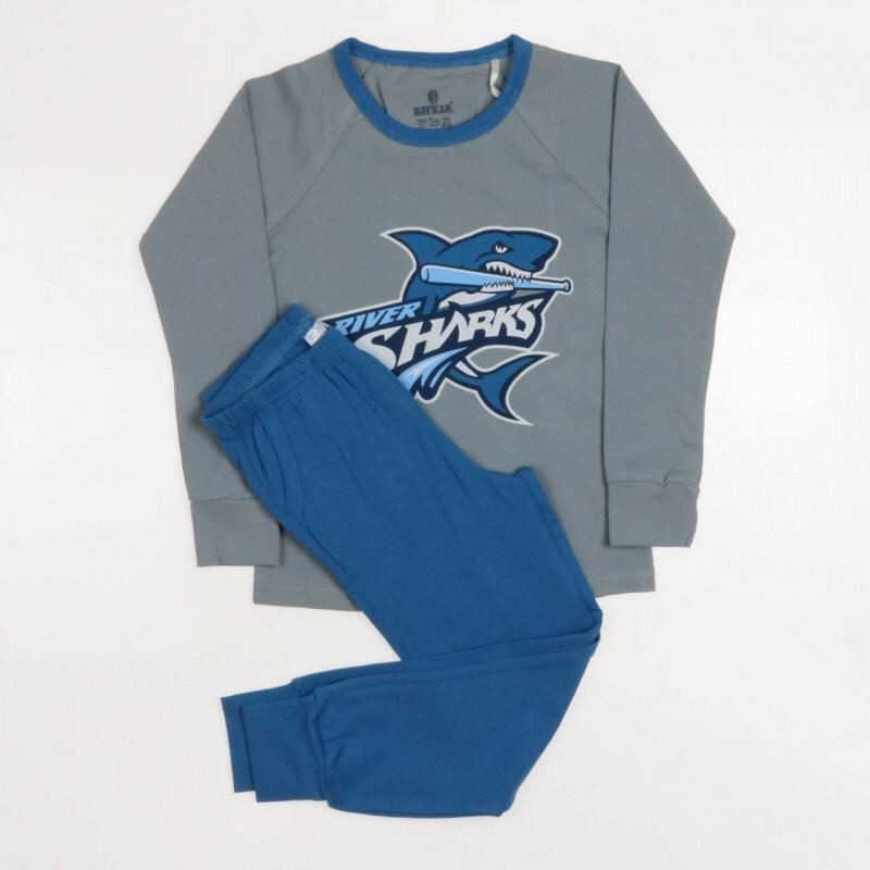 

Детская пижама для мальчика Baykar Турция домашний костюм с акулой хлопок и эластан р 8 128 - 134 см серо-голубой 9754-512