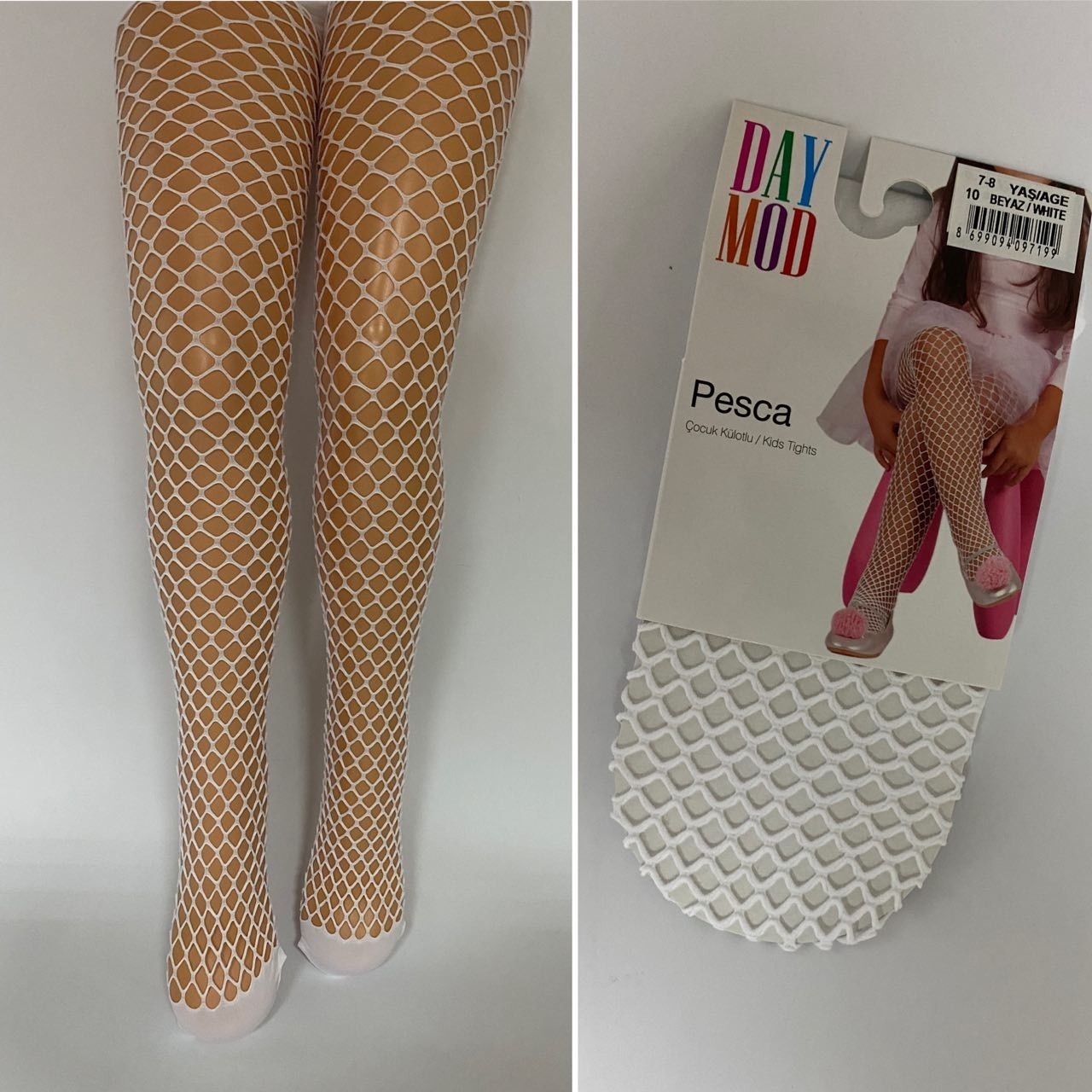 

Детские капроновые колготки Day mod белая сеточка 119-131 см 7-8 лет 2123010