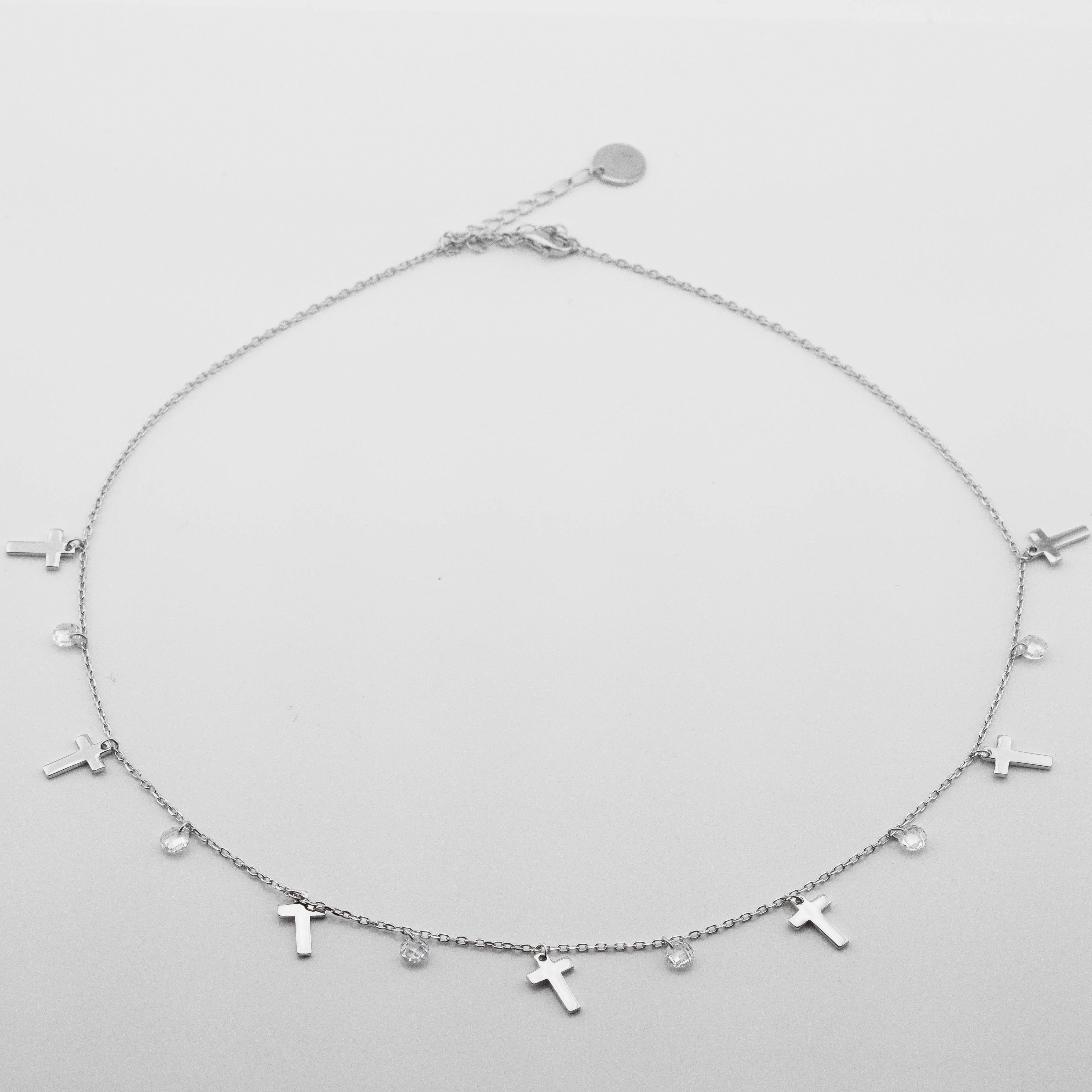 

Серебряное колье с крестиками и фианитами ko14524 Диамант, 45 размер