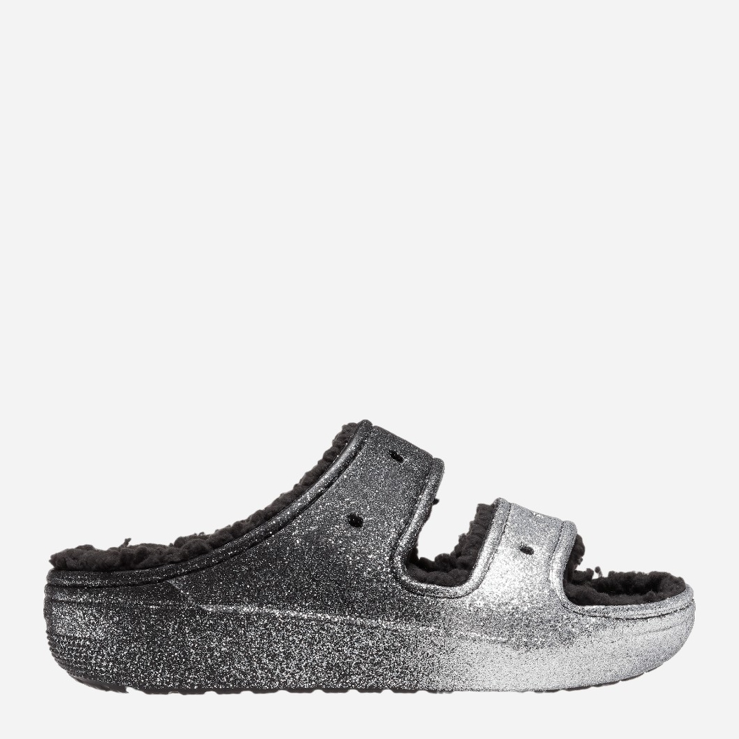 Акція на Жіночі шльопанці Crocs Classic Cozzzy Glitter CR208124 36-37 (M4/W6) 22 см Чорний/Сріблястий від Rozetka