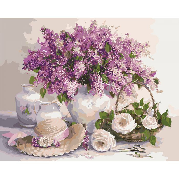 

Картина по номерам. Сельский пейзаж "Запах сирени" 40*50см * KHO2230 394054