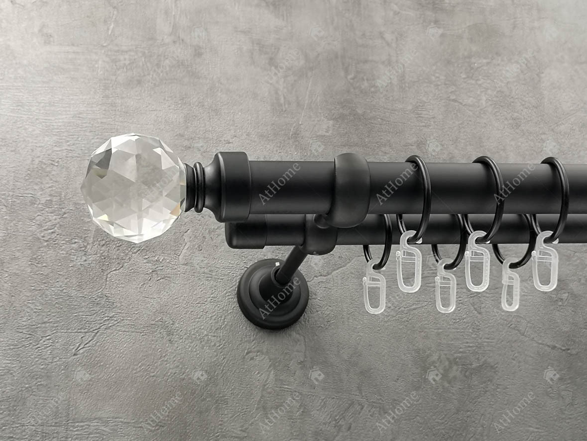 

Карниз Quadrum Люмиера 320 см двойной черный матовый 25/19 мм гладкая (кольца с крючками)