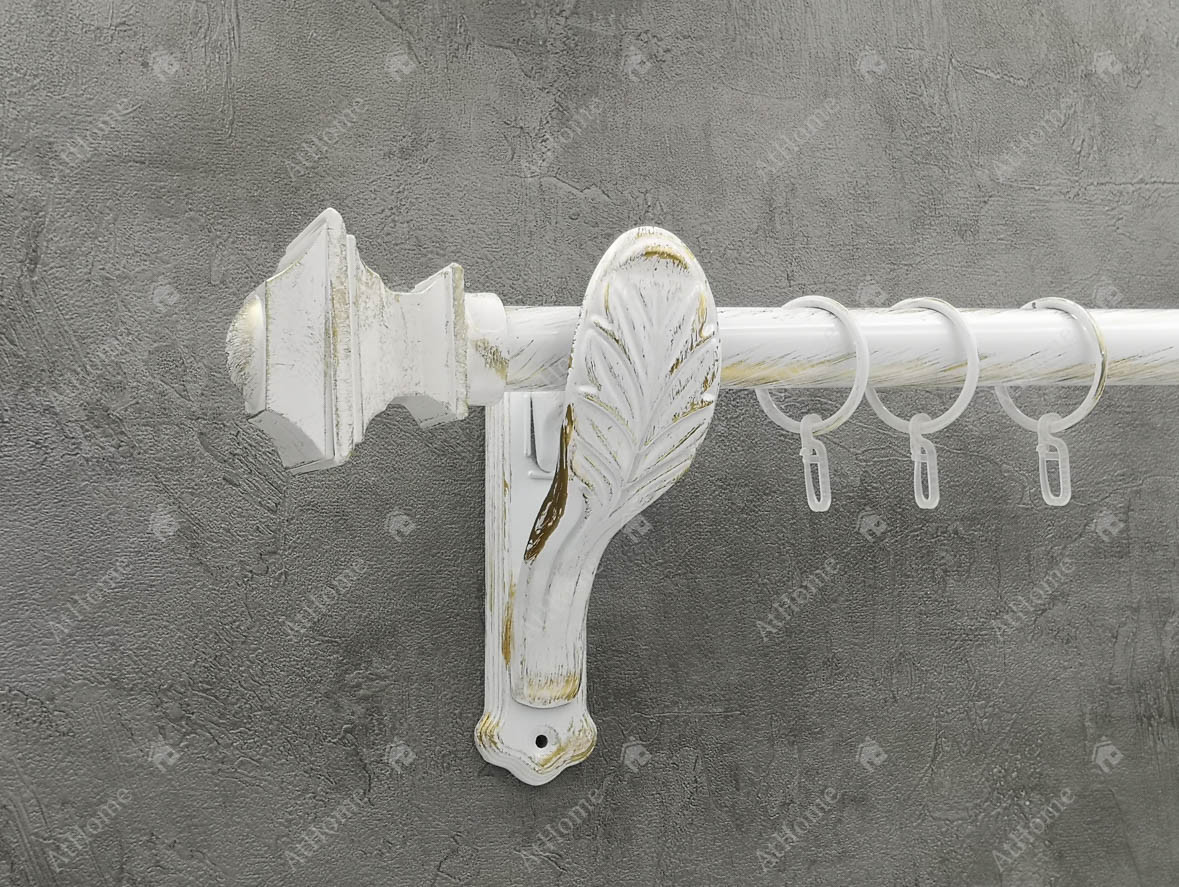 

Карниз Quadrum Борджеза 160 см одинарный белое золото ретро 25 мм гладкая (кольца с крючками)