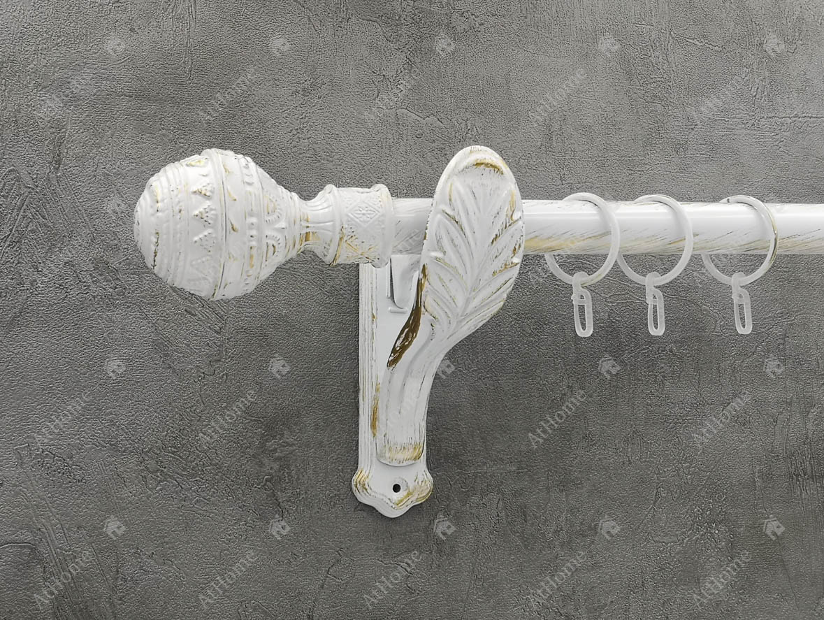 

Карниз Quadrum Арабеска 400 см одинарный белое золото ретро 25 мм гладкая (кольца с крючками)