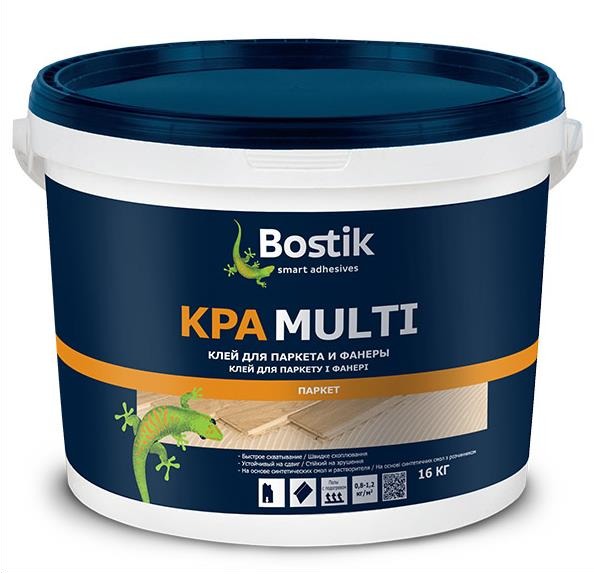

Паркетный клей на каучуковой основе и растворитель для покрытия BOSTIK KPA Multi до 22 ММ 16 КГ ВЕДРО