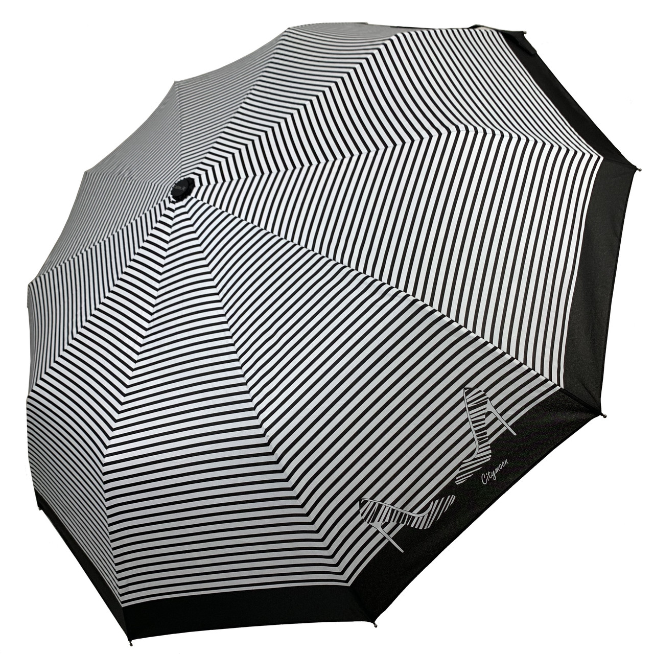 

Женский зонт-полуавтомат в полоску, с принтом туфелек, Calm Rain, черный, 220-5