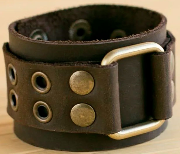 

Браслет Gridasov Leathercraft Heavy Metal из натуральной кожи темно-коричневый (WR-006-DBR)