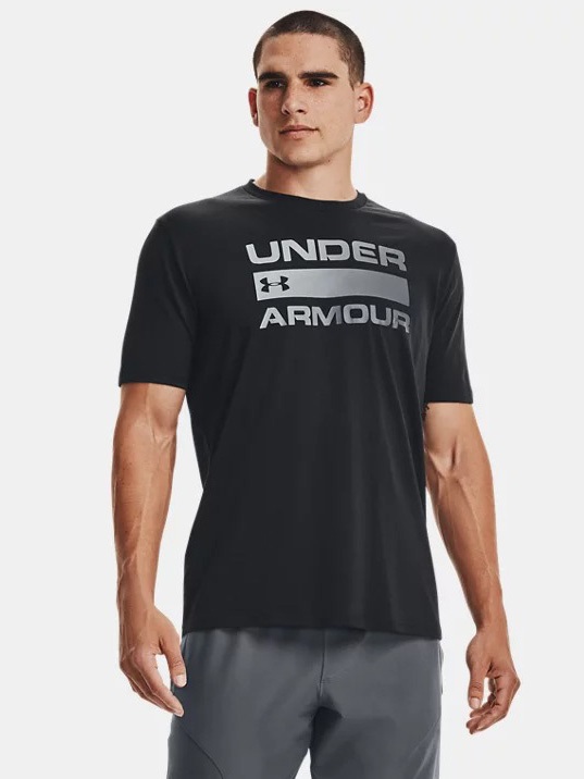 Акція на Футболка чоловіча довга Under Armour Ua Team Issue Wordmark Ss 1329582-001 XL Чорна з принтом від Rozetka